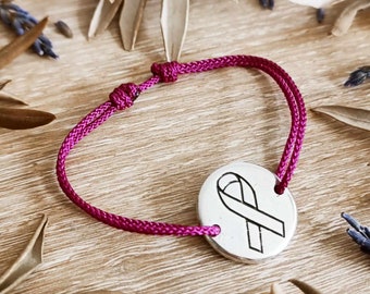 Pink October / Cancer / ribbon bracelet - 925 silver finish - ø20mm