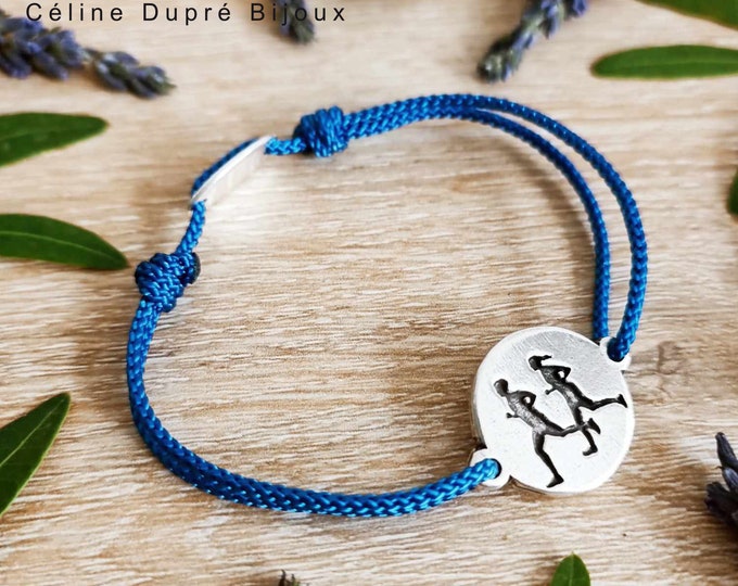 Running Bracelet - ø18mm - in tinplate with 925 silver finish - adjustable cord of your choice