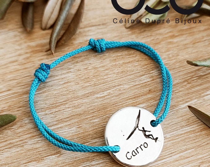 Wingfoil Carro bracelet - Round ø20mm - Adjustable cord size and color of your choice