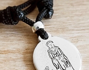 Saint Fiacre necklace with ø25mm medal + Paracord cord - Cord color of your choice