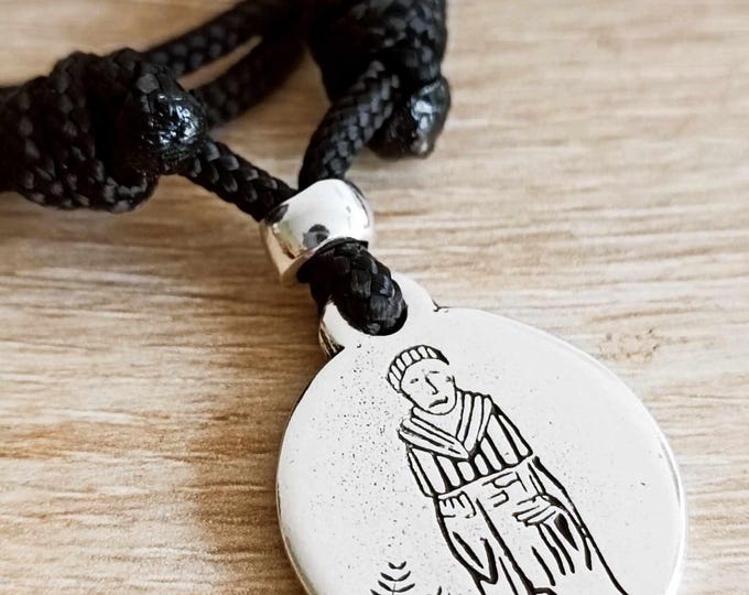 Saint Fiacre necklace with ø25mm medal + Paracord cord - Cord color of your choice
