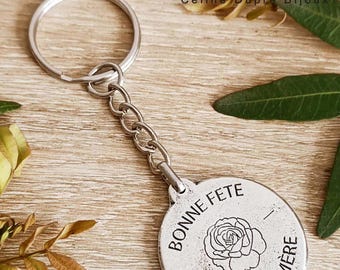 "Happy Grandmother's Day" key ring in tinplate with 925 silver finish - ø30 mm