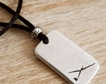 Adjustable necklace glider pendant rectangle Pm 16x28mm - Pewter finish 925 silver