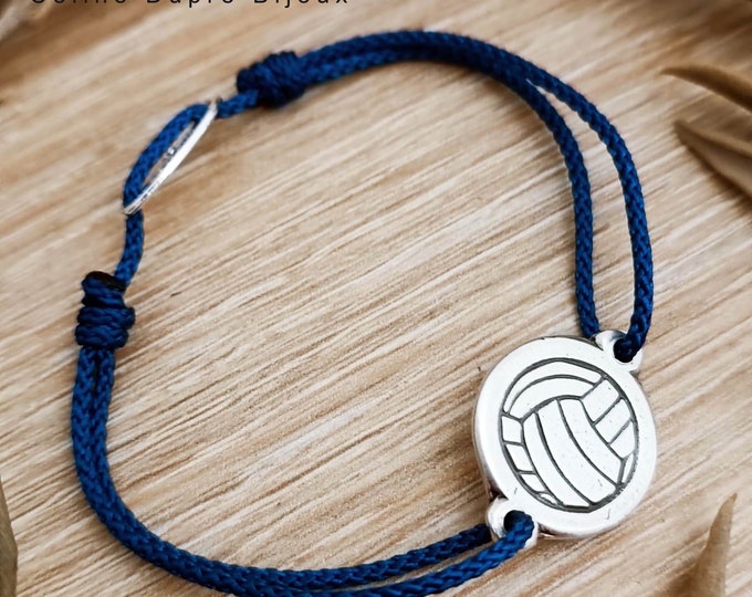 Volley ball bracelet - in white iron with 925 silver finish - ø16mm - braided cord of your choice