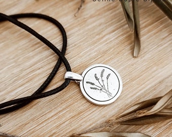 "Lavender" necklace 925 silver finish - ø21mm - Choice of cord color