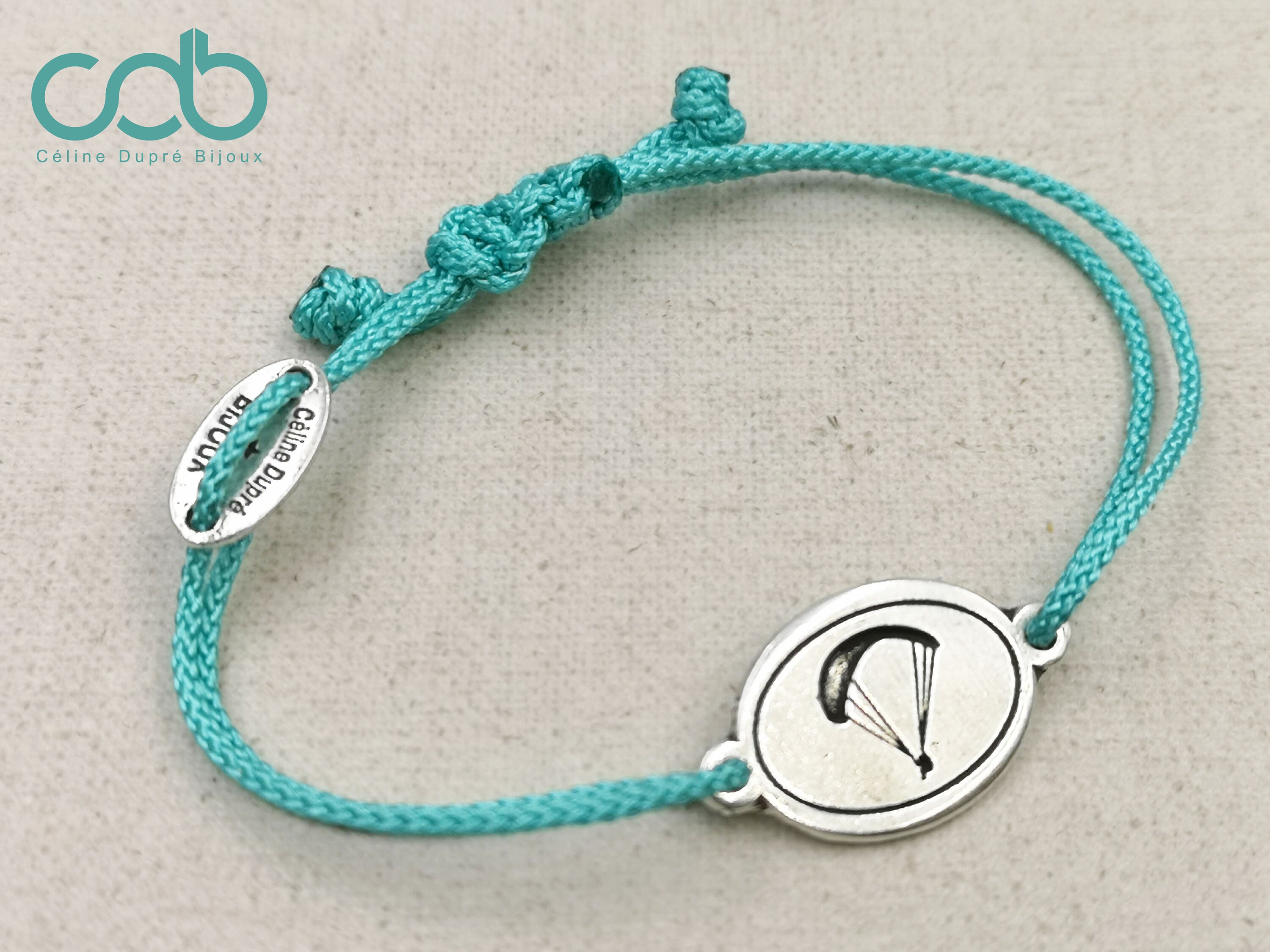 Adjustable paragliding/parachute bracelet in silver finish 925 iron