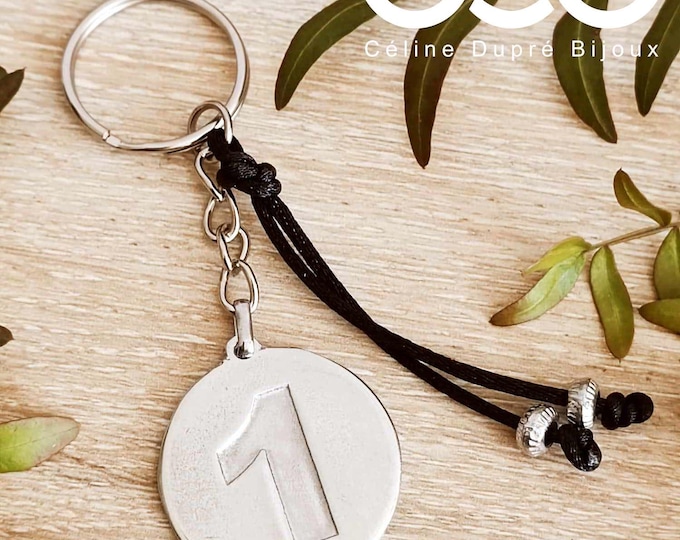 Birthday key ring - 1 year - Cotton wedding - raw tinplate with cord and beads - models and date of your choice