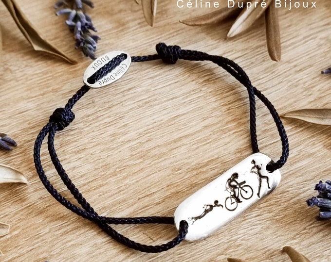 Triathlon Bracelet - 10x30mm - braided cord of your choice