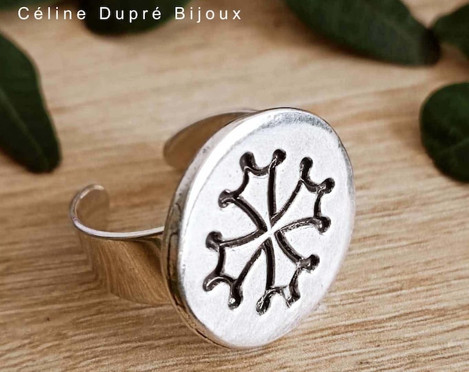 Occitan cross ring size of your choice - 925 silver finish