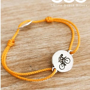 Bicycle / Cycling Bracelet - 925 silver finish - ø16mm - braided cord of your choice