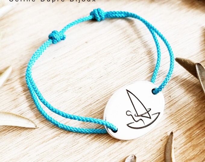 Windsurf/Windsurf bracelet - 925 silver finish tinplate - Oval 18x24mm