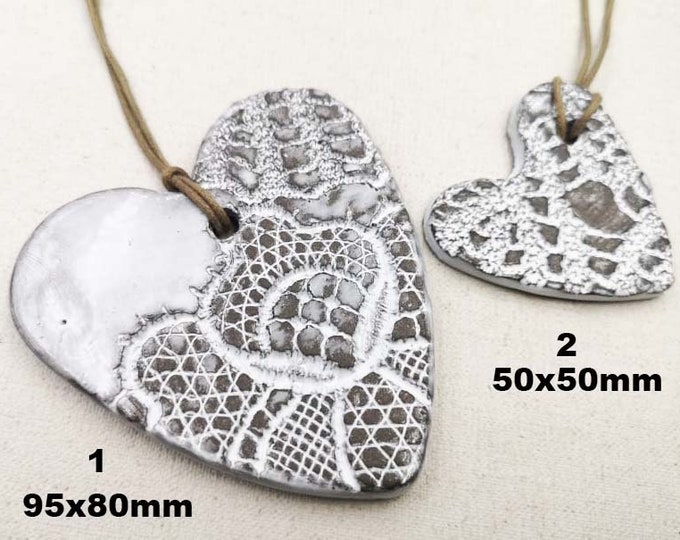 Ceramic hanging heart - handmade - model of your choice