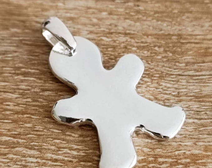 Gingerbread Man Pendant - Pendant size 20x30mm in 925 silver finish with or without chain