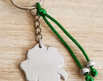 Key ring - Clover - ø30mm - with beads and cord.