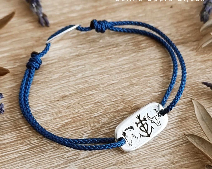 Camargue Cross Bracelet - (3 symbols) 10x19mm - tinplate 925 silver finish - Made in France