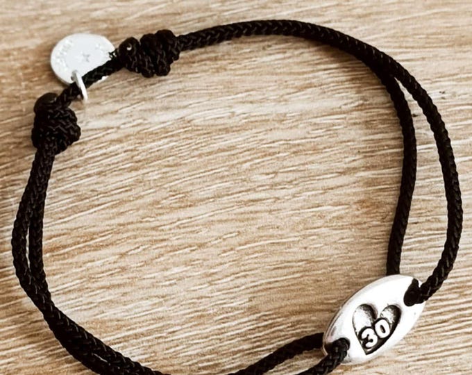 Bracelet 30 + heart (Pearl wedding) - tin plate silver finish - Oval 9x15mm