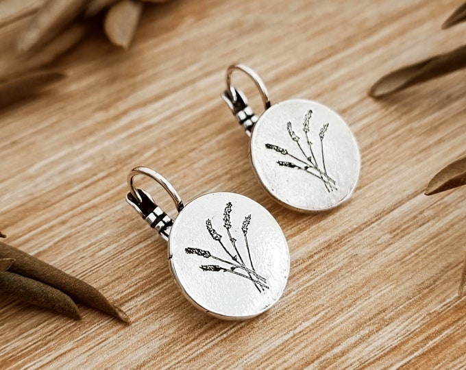 Earrings of your choice "Palm tree, hibiscus, lavender, violets, tree with bird" - 925 silver finish