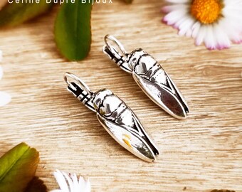 Cicada Earrings - 7x25mm - Silver Finish