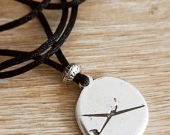 Adjustable necklace (pendant + cord) - glider several pendants to choose from - Pewter 925 silver finish