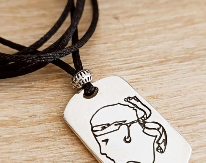 Moorish Head Necklace - Rectangle 20x34mm - Cord of your choice