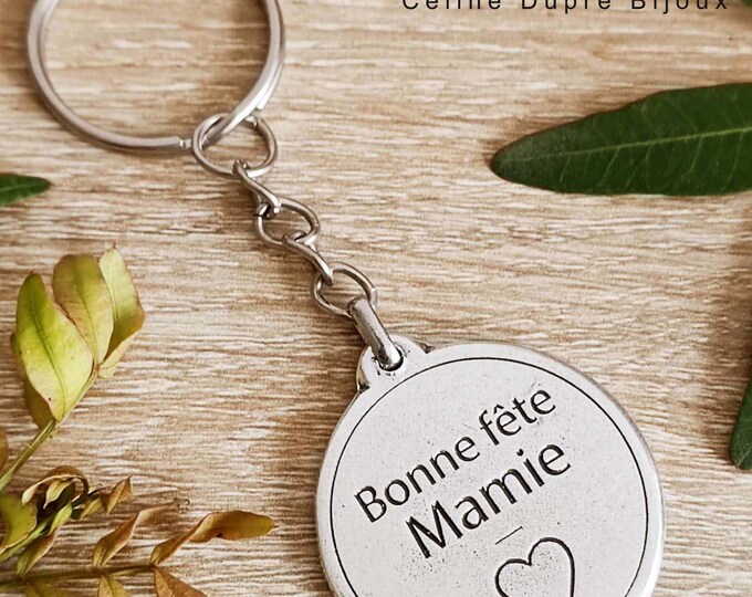 "Happy Mother's Day" key ring in tinplate with 925 silver finish - ø30 mm