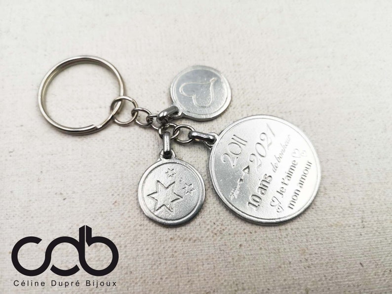 Limited Edition Love /'17mm/' Key door for your tin wedding 20112021 with 3 medals: text /'30 heart /'17mm