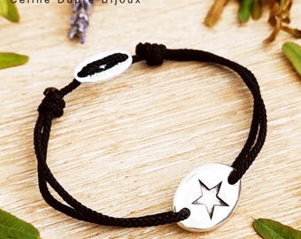 Star bracelet - silver finish tinplate - Oval 12x18mm