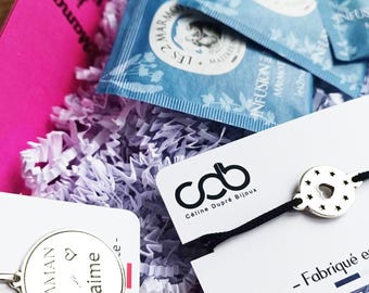 Jewelry box / gift box - Key ring + Bracelet - Maman Je T'aime - Made In France