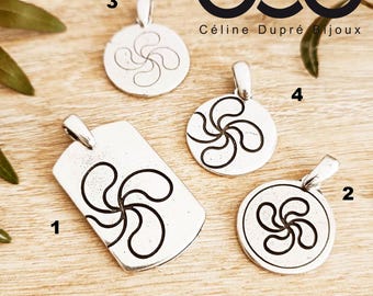 "Lauburu / Basque cross" pendant ø20mm - tinplate with 925 silver finish
