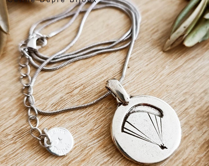 Paraglider Pendant - Round ø20mm - with or without 45cm stainless steel chain
