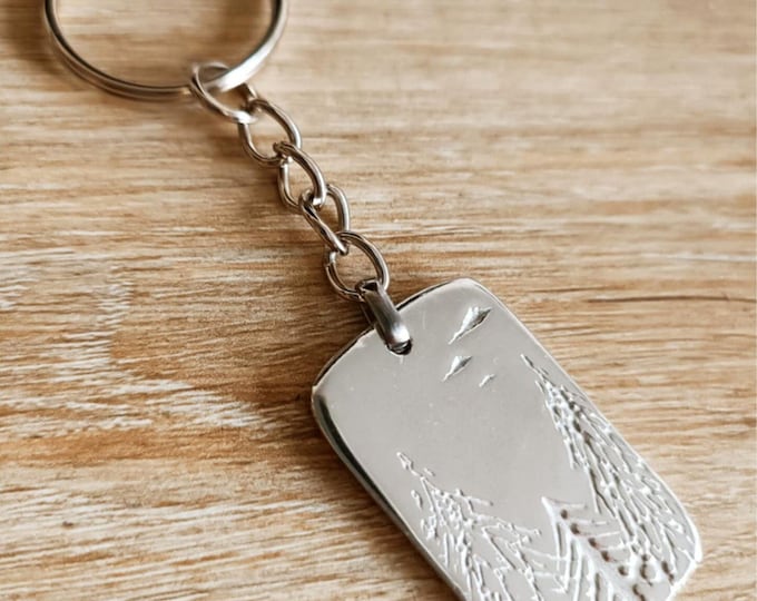 Forest Keyring - Rectangle 20x40mm - Raw Tinplate - Customizable