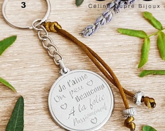 Sleutelhanger voor uw tinnen bruiloft - 10 jaar huwelijk - ø30mm medaille in ruw tin