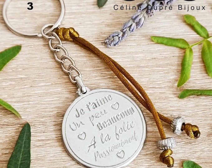Key ring for your tinplate wedding - 10 years of marriage - ø30mm medal in raw tinplate
