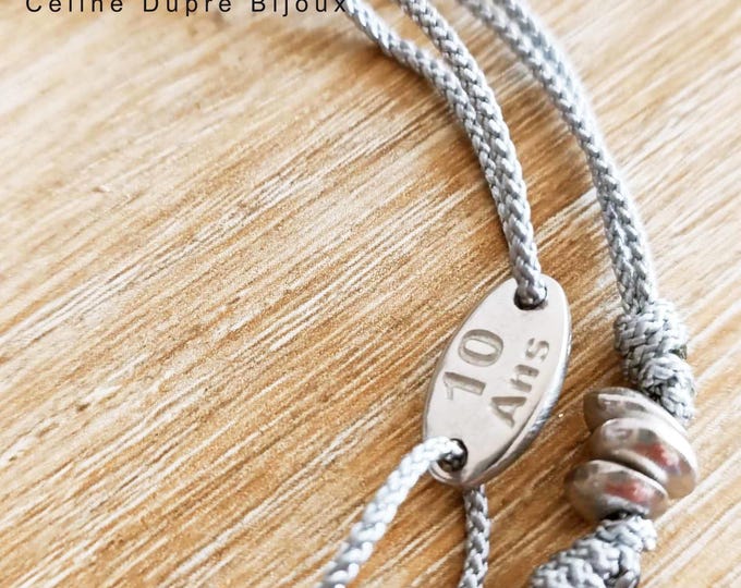 Necklace for your tin wedding - 3 rounded or long beads in raw tin + engraving