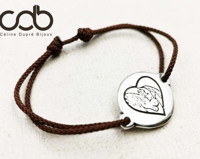 New collection - Bracelet "Horses - Inseparable lovers" 925 silver finish - ø18mm - Cord color choice