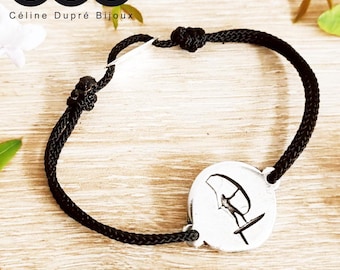 WINGFOIL bracelet (girl) - 925 silver finish - Round ø18mm - braided cord of your choice