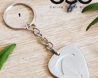 Tinplate key ring - Paraglider pick 27x30mm - model of your choice