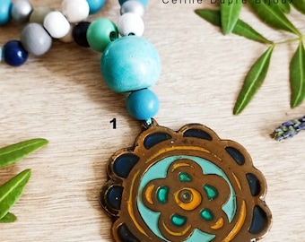 pearl long necklace with flower pendant ø45mm - your choice