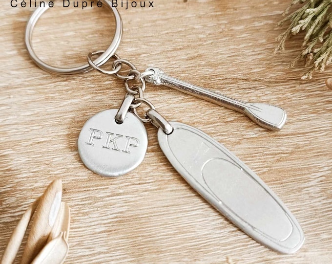Paddle key ring - in raw white iron - Customizable