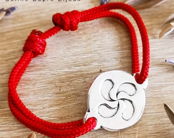 "Basque Cross / Lauburu" Bracelet - Round medal ø25mm with Paracord cord ø3mm - size and color of your choice