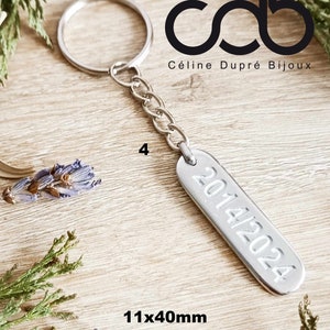 Porte clés en étain brut Médaille rectangle seule ou avec anneau 1 médaille image 3