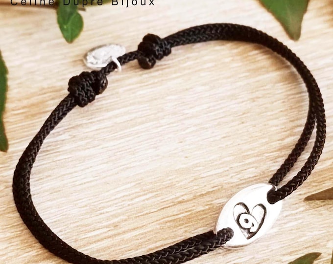 9 year bracelet with heart (Earthenware wedding) - silver finish tinplate - Oval 9x15mm