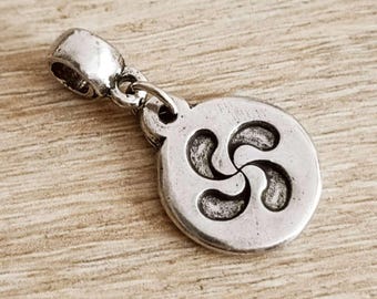 Charm's "Lauburu / Basque cross" for bracelet - tinplate finish 925 silver - Made In France