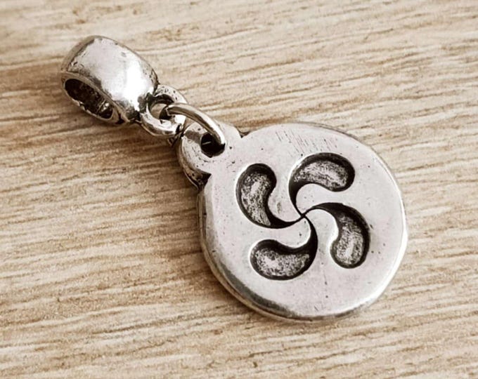 Charm's "Lauburu / Basque cross" for bracelet - tinplate finish 925 silver - Made In France