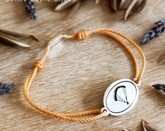 Paraglider Bracelet - 925 silver finish iron medal - 15x26mm oval medal