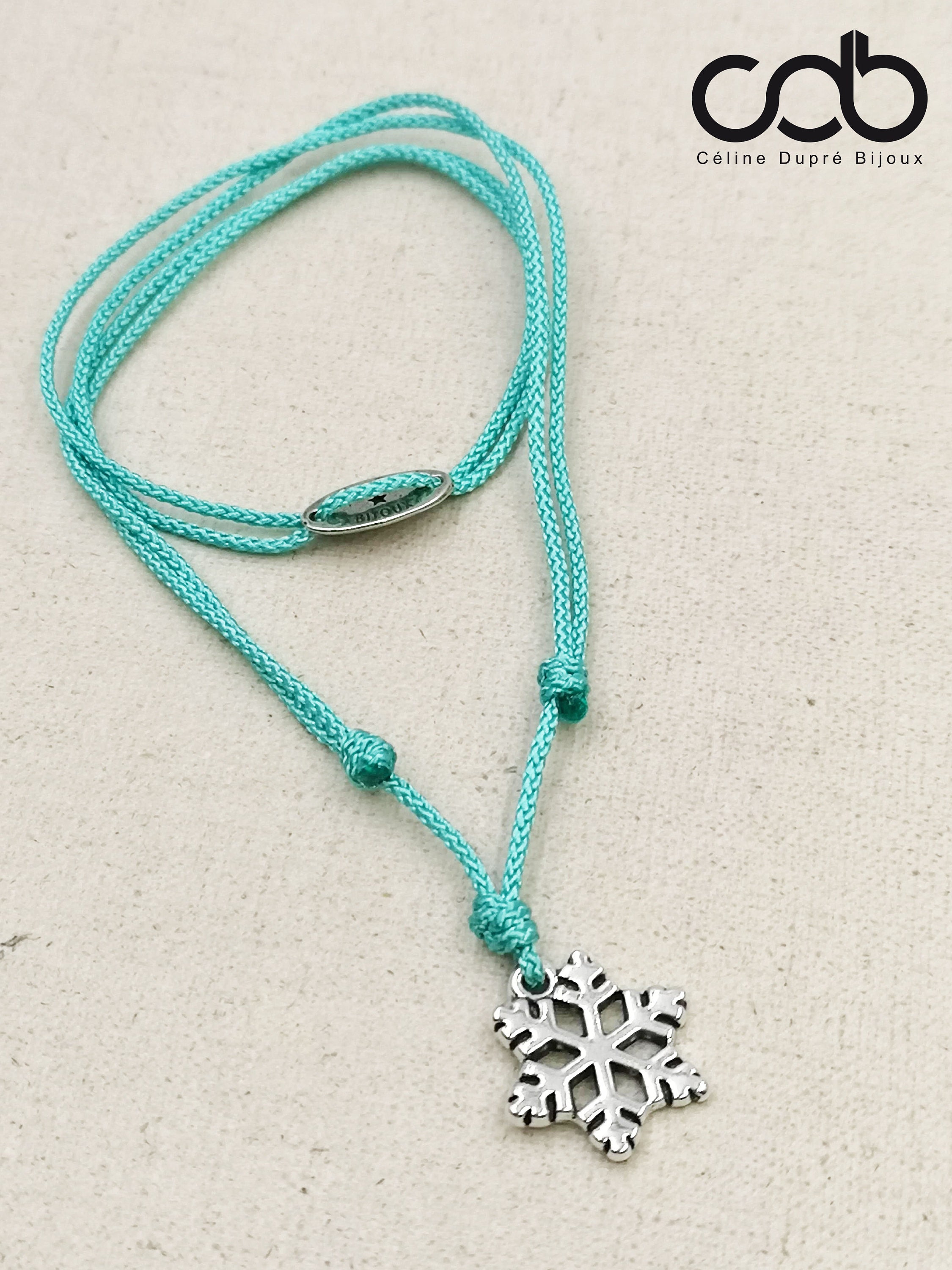 choice of color cord Adjustable Snowflake Tin finish necklace 925 Silver