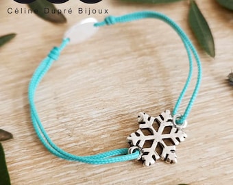 "Snowflake" bracelet in tinplate, 925 silver finish - ø18mm, color of your choice