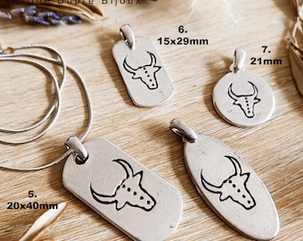 Bull's head necklace - Medal of your choice with or without chain