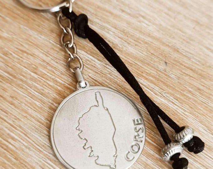 Key ring - Corsica - ø30mm - with beads and cord.