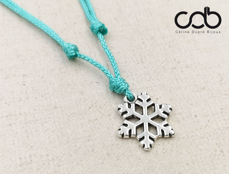 choice of color cord Adjustable Snowflake Tin finish necklace 925 Silver